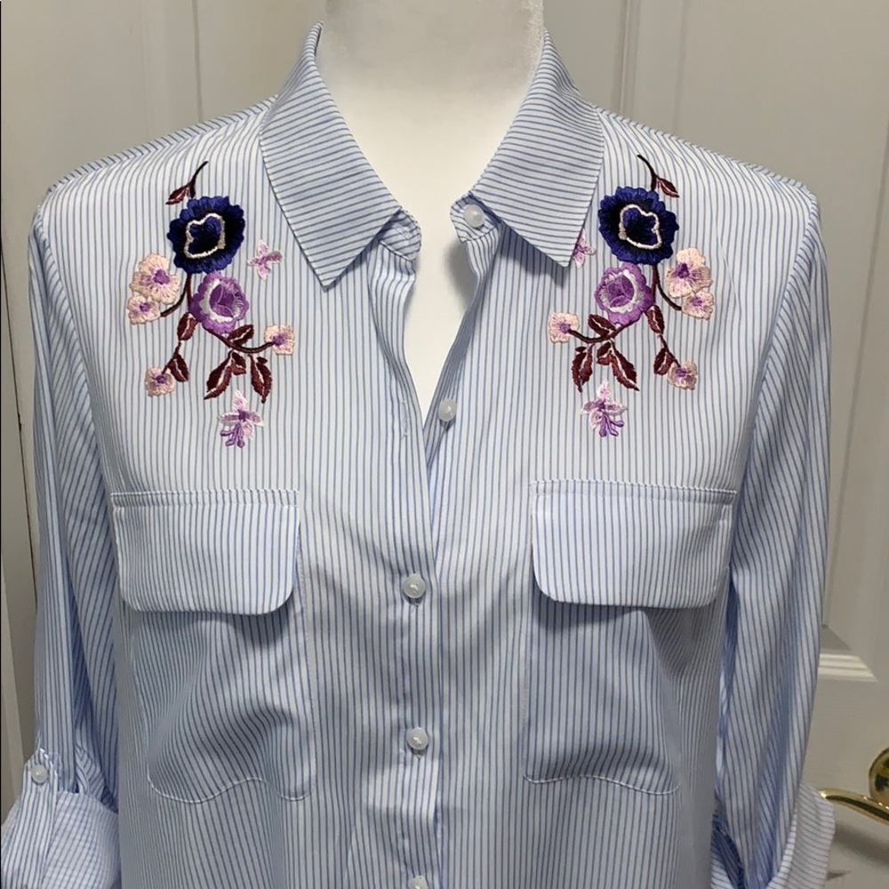 Express City Shirt Embroidered Blouse